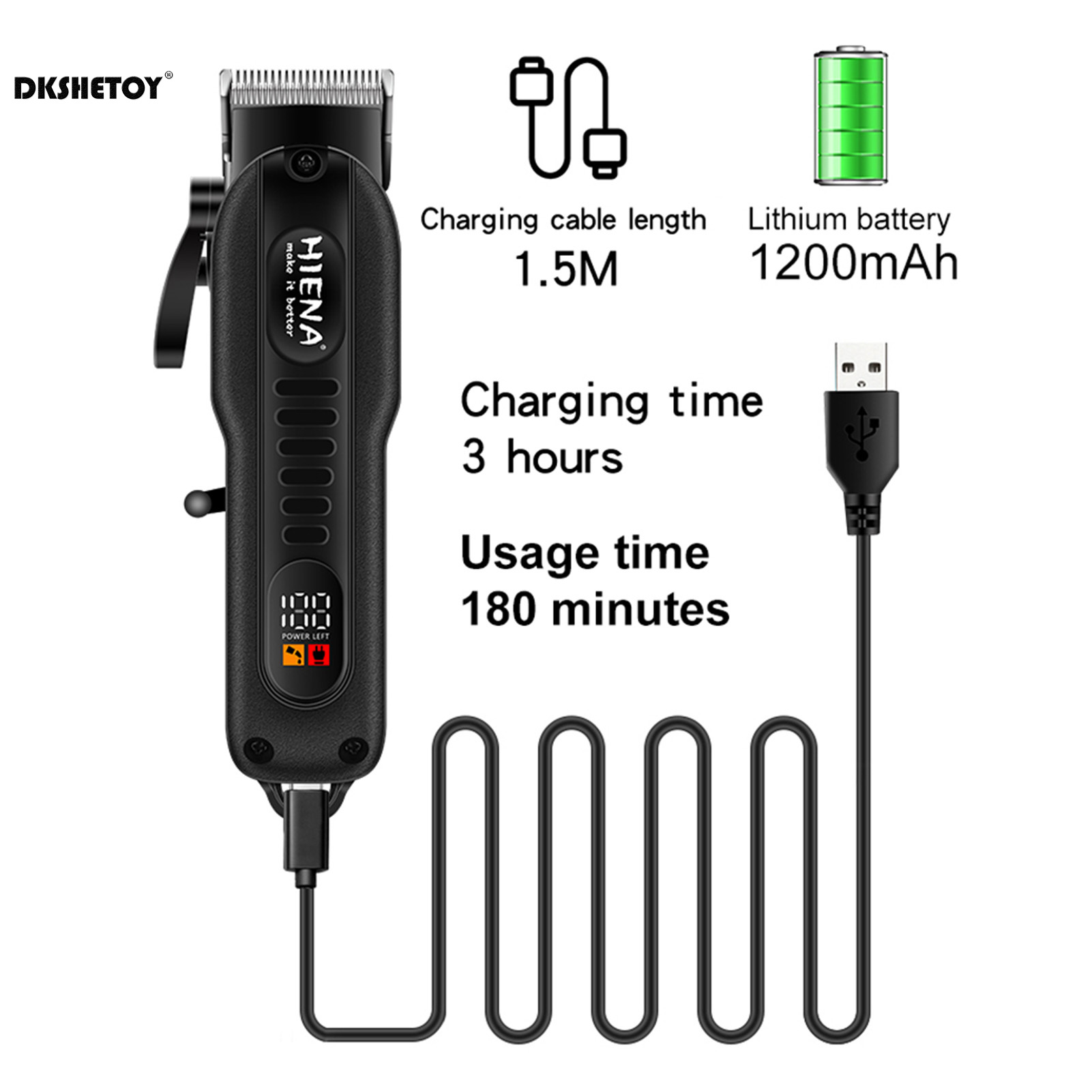 Professionelle Friseurschermaschine mit digitaler Anzeige, scharfe Klinge HYN-222 elektrischer Haarschneider für Haarschnitt, Bartrasierer, Friseursalon