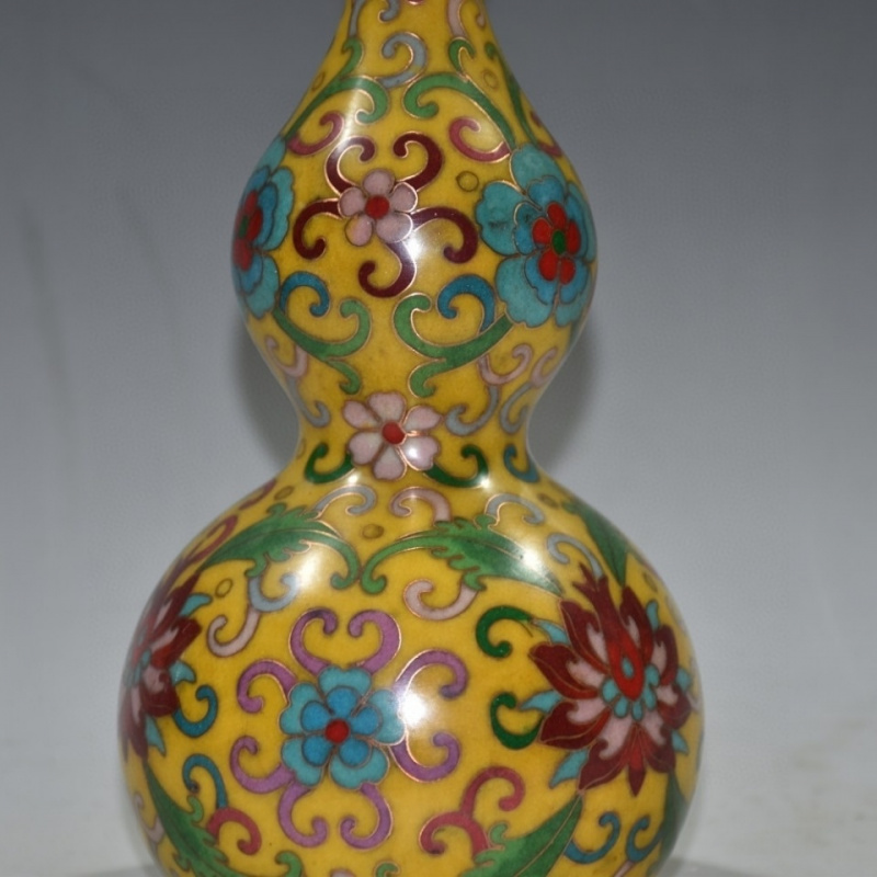 Early Collection Pure Copper Cloisonné Gourd Ornament Fine Workmanship