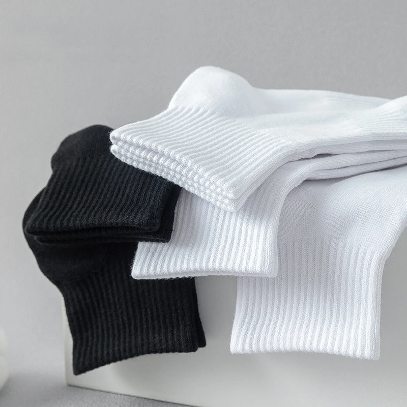 5 par/lote 100% calcetines de algodón para hombre primavera otoño negro blanco absorción calcetines de barco para mujer calcetines deportivos transpirables antiolor