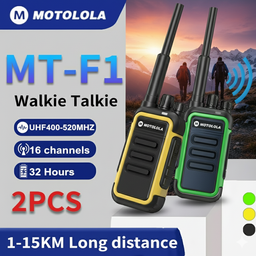 Motolola F1 Walkie Talkie  Portable Two-Way Radio UHF Transceiver Set Walkie-talkies Radio Walkie Talkie Long Range COD