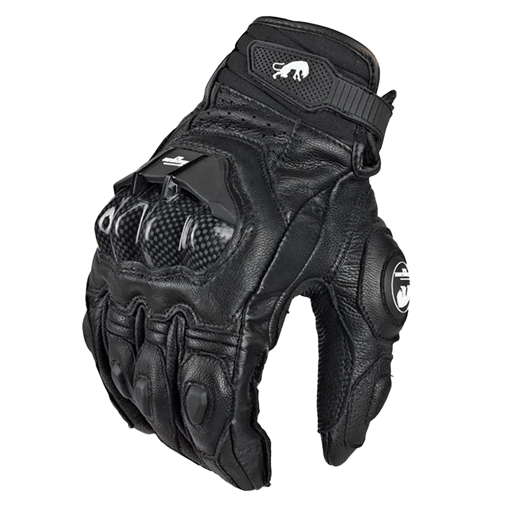 Guanti da moto in pelle AFS 6 Guanti protettivi in fibra di carbonio da uomo Guanti da moto da motocross neri Guanti da equitazione da corsa M-XXL