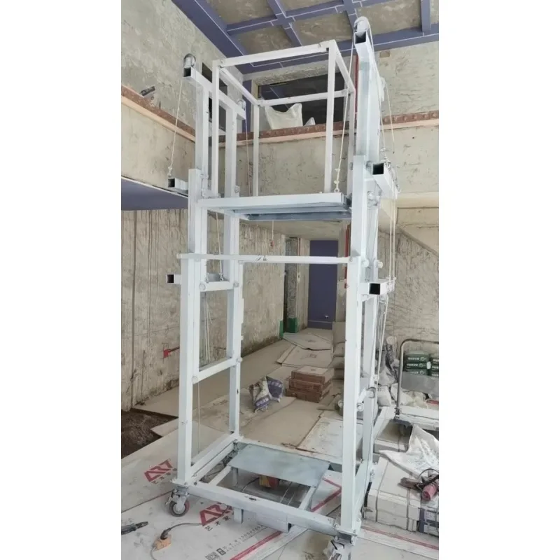 Electric mobile scaffolding cargo elevator remote control home construction decoration lift folding automatic lifting platform