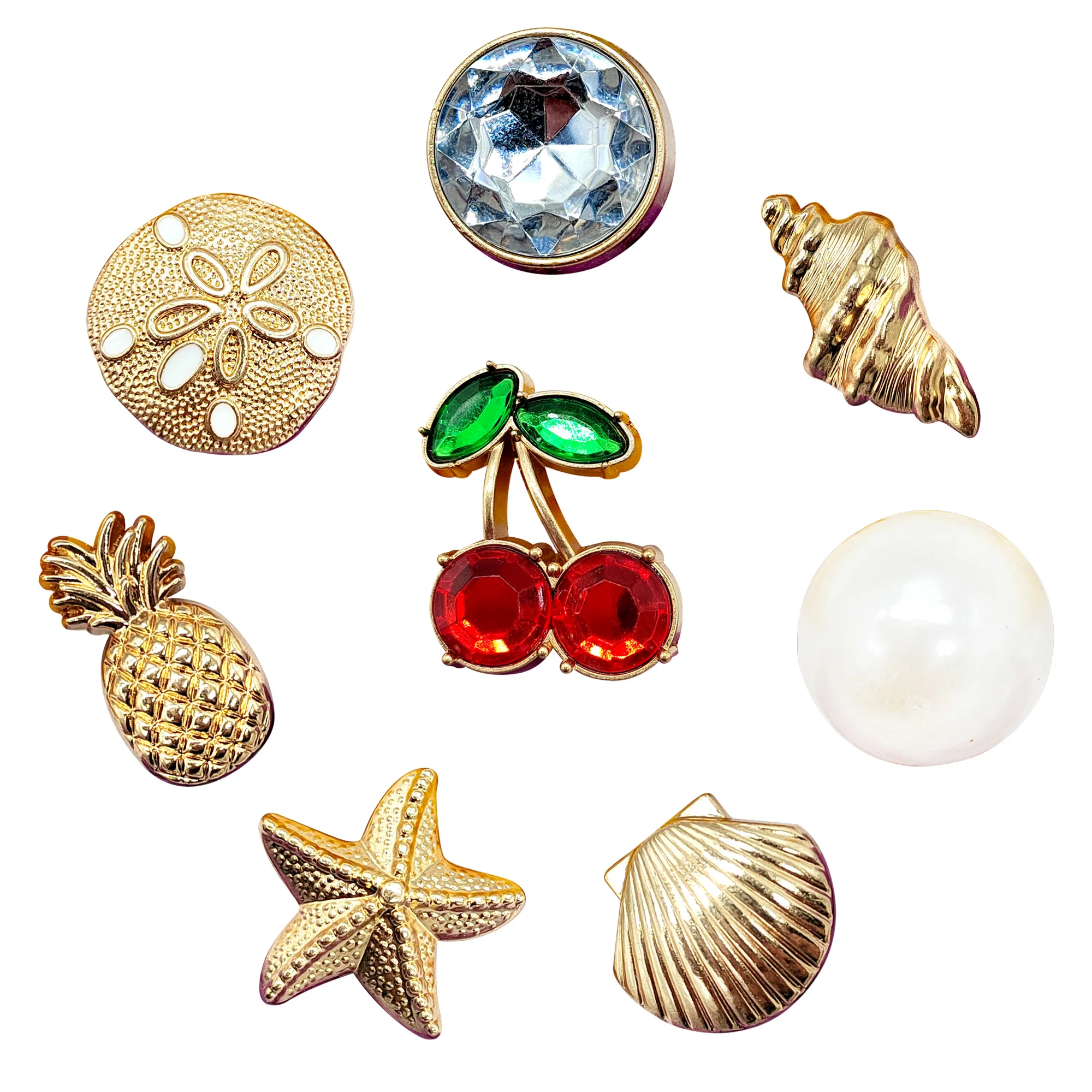 Amuletos de Metal para zapatos de concha de cereza, accesorios para zuecos, sandalias DIY, decoración de calzado para jardín, hebillas, bolsa de playa, alfileres, regalos para niñas y mujeres, 1 ud.