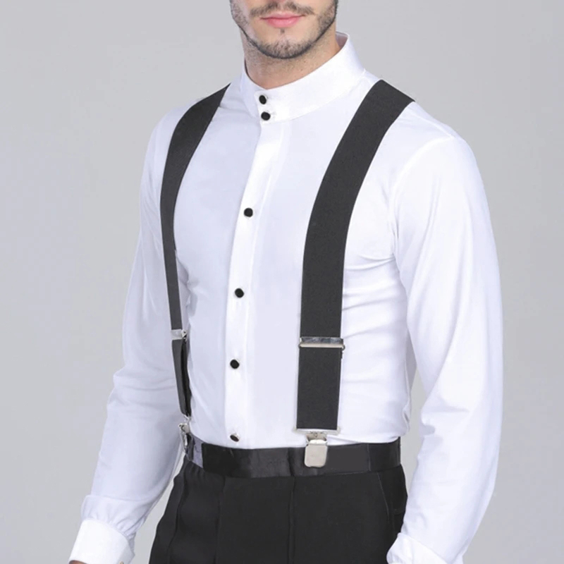 Wide High Elastic Suspenders para homens, ajustável, 4 grampos fortes, Heavy Duty, X Back, calças suspensórios