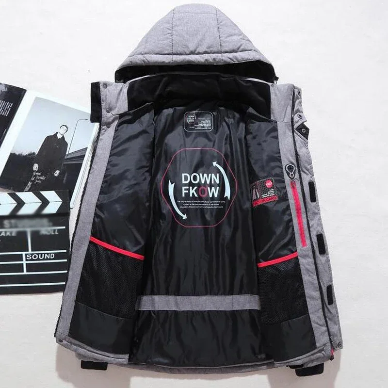 -20 graus para baixo jaqueta masculina de inverno parkas pato branco para baixo jaqueta com capuz ao ar livre grosso quente acolchoado casaco de neve oversize M-4XL