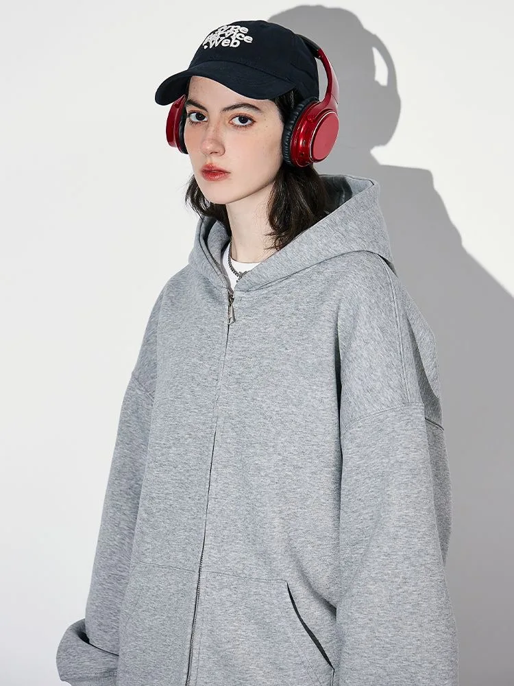 Chaqueta con capucha cálida a la moda para mujer, chaqueta gris de manga larga con bolsillo y doble cremallera, chaqueta informal para ir al trabajo para mujer