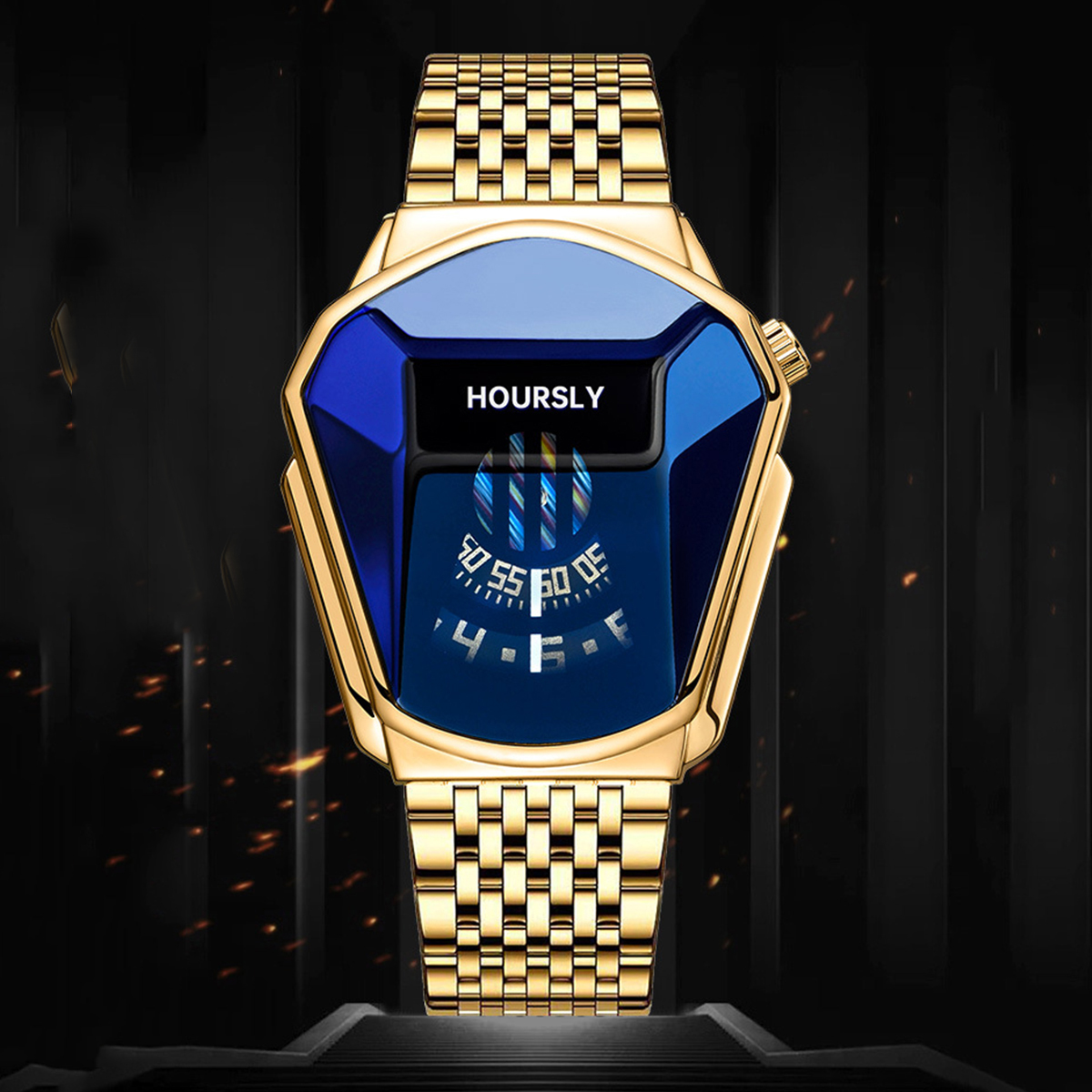 Relógio de quartzo com cinto de aço masculino com cabeça de cobra mecânica da moda