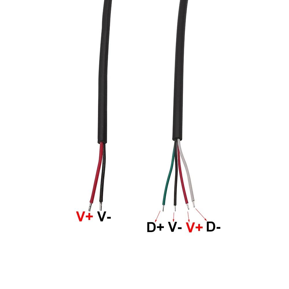 Conector USB tipo C macho hembra, conector de cargador de fuente de alimentación, 2 pines, 4 pines, USB-C, Cable de reparación DIY, Cable tipo soldadura, 0,3 M, 1M, 2M