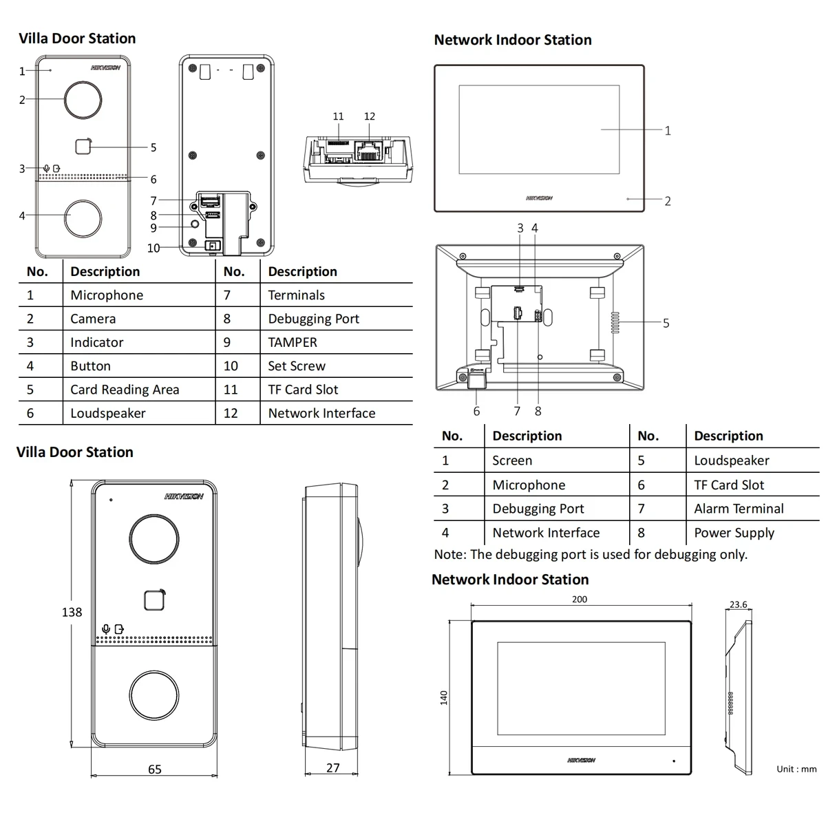 Hikvision IP Video Intercom Kit DS-KIS603-P(C) Original DS-KV6113-WPE1+ DS-KH6320-WTE1 POE Türklingel Türstation WIFI Monitor
