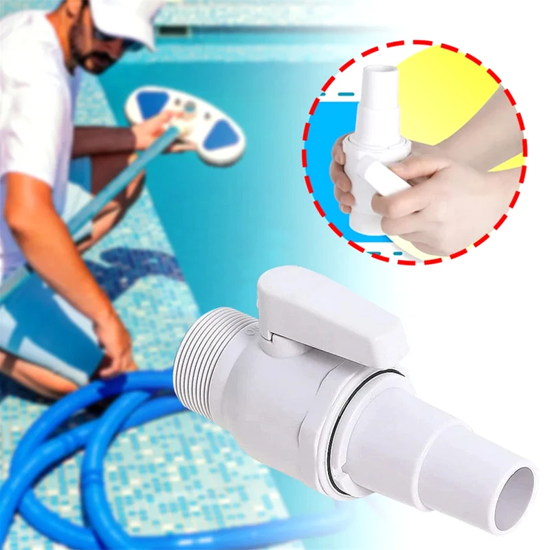 Conector de parada de válvula flutuante de esfera de 2 vias durável, filtros de piscina de 1,5 - 1,25 pol., pressão máxima de 50 PSI para piscinas