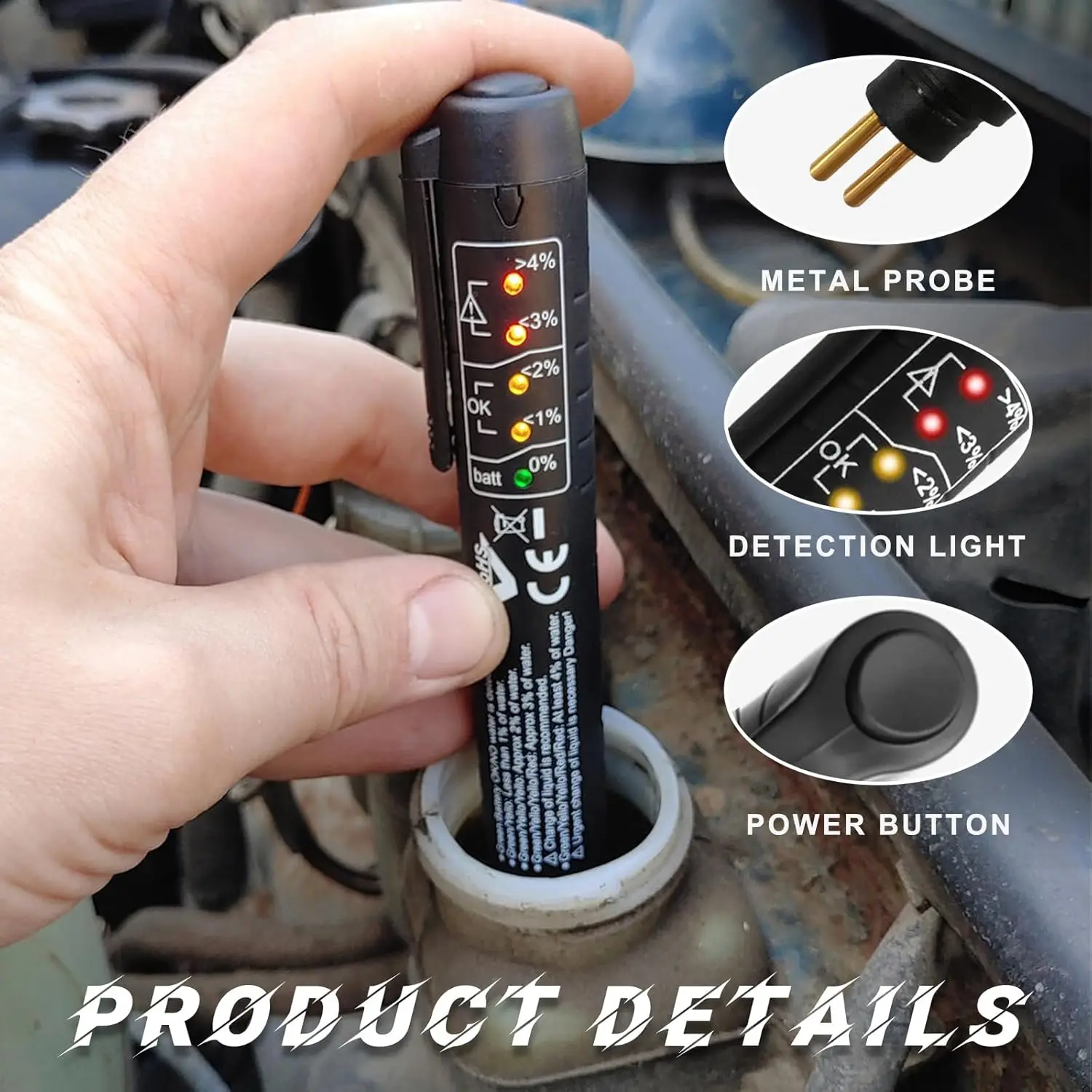 Probador de líquido de frenos, alta precisión, uso portátil, garantía de calidad de seguridad, Detector de aceite de frenos OBD2, pluma de prueba de aceite, 1 ud.