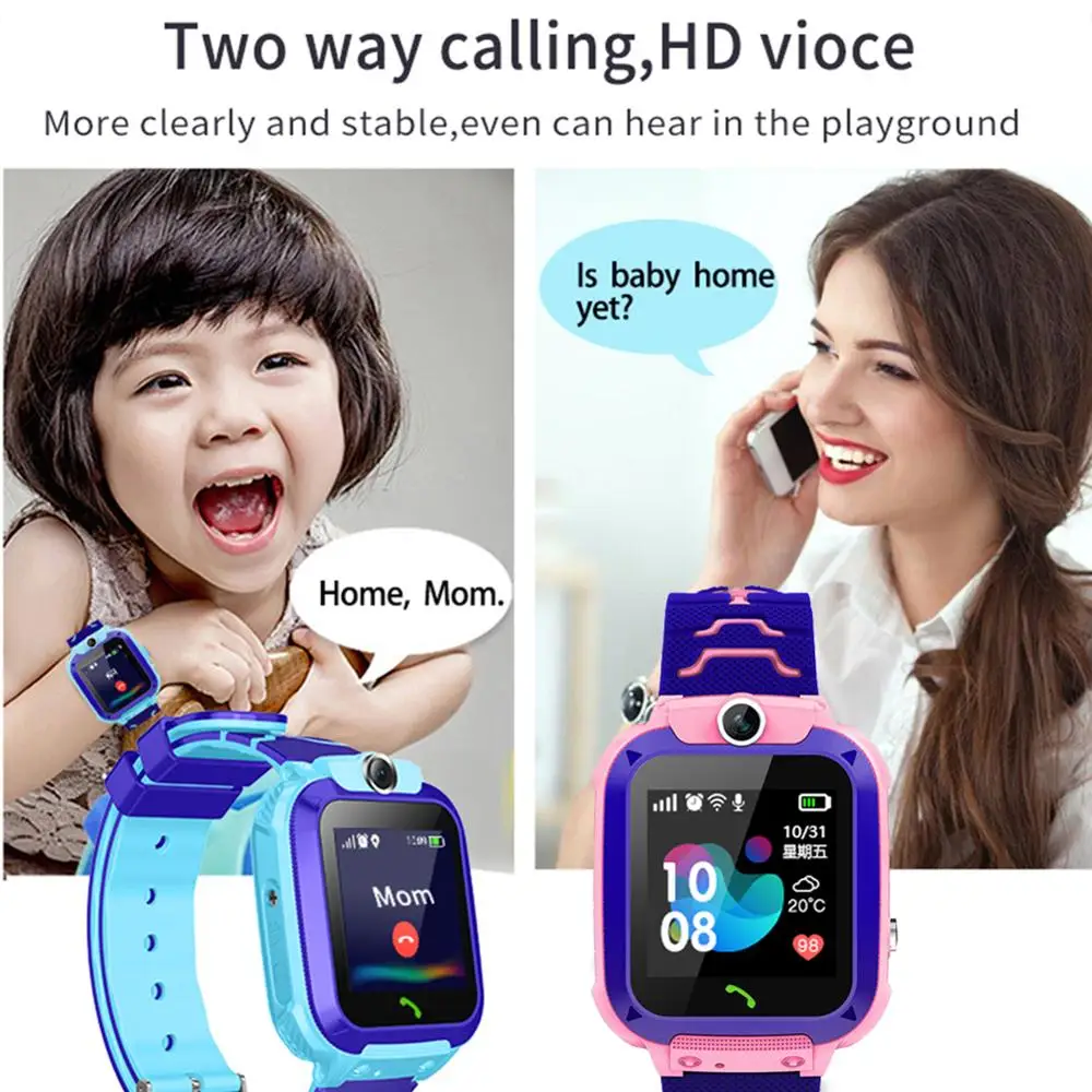Q12B เด็กสมาร์ทวอท์ช Android ใส่การ์ด2G กันน้ำระยะไกลเครื่องหาตำแหน่งกล้อง Call Anti-Lost Smart Wristba