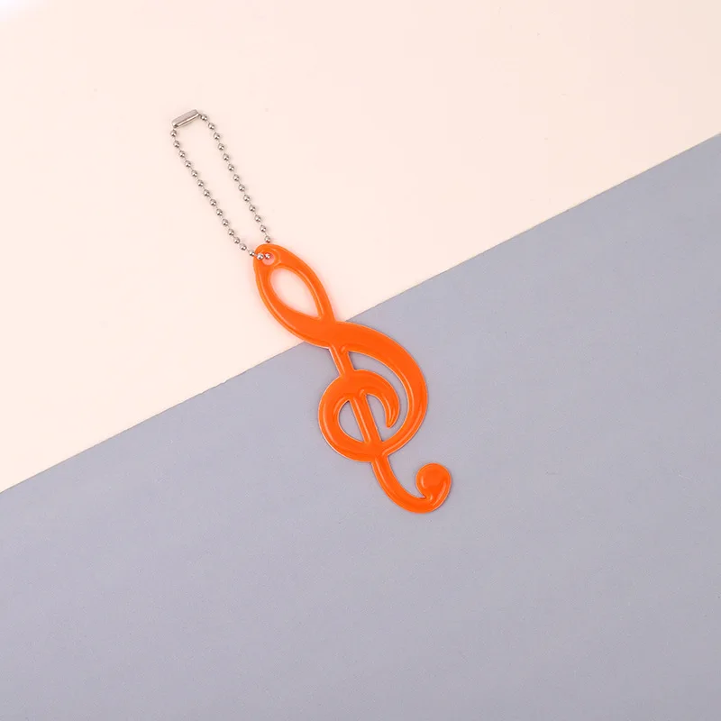 2Pcs Color Music Note PVC Reflective Pendant Kids Schoolbag Keychain Charm Night Running Cycling Luminous Warning Tag in Dark