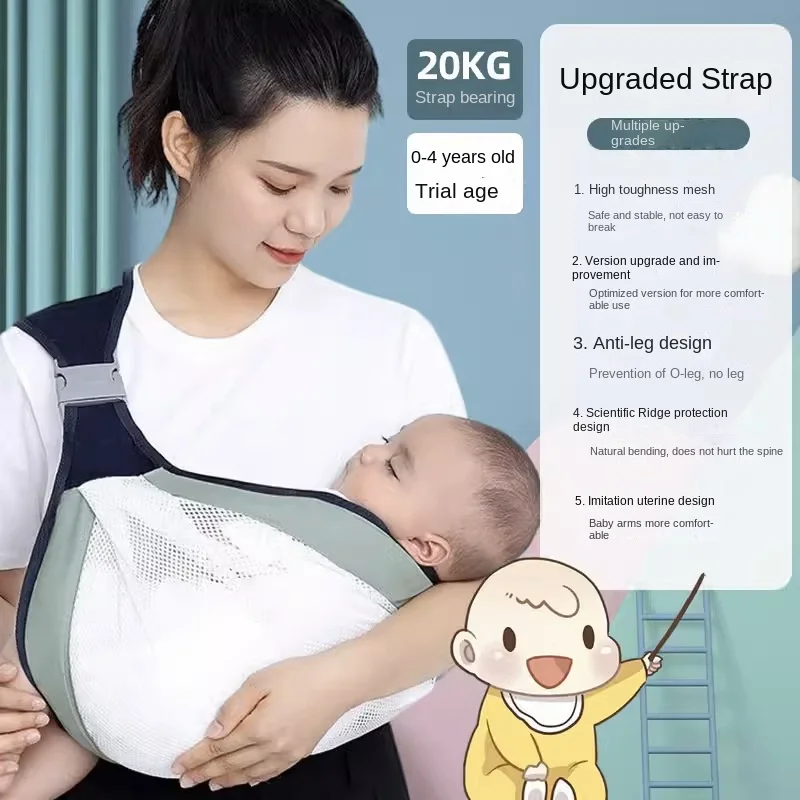 Porta-bebês frontal ajustável com assento de quadril, design ergonômico leve, mochilas para bebês recém-nascidos, respiráveis, mãos livres