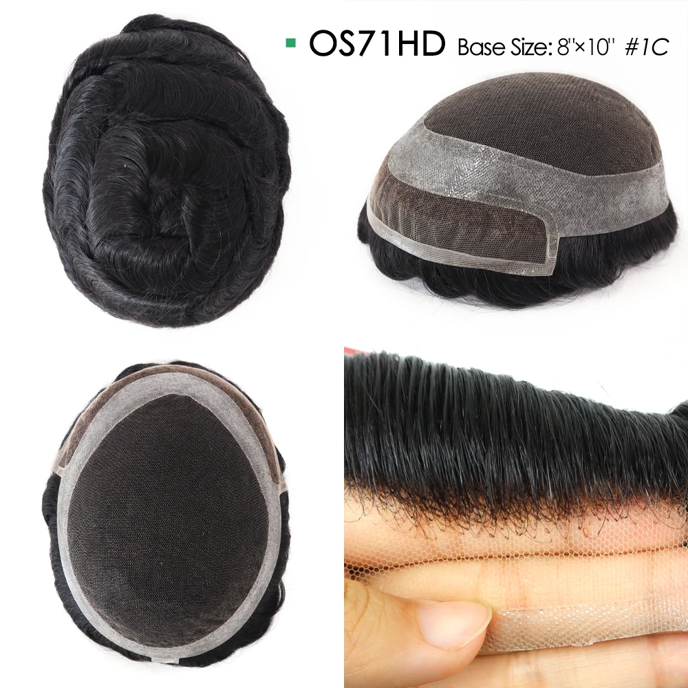 ขาย Mono ลูกไม้และ PU Mens Toupee ขนาดและฐานวิกผมสําหรับชายผมอินเดียผู้ชาย Capillary Prothesis Toupee