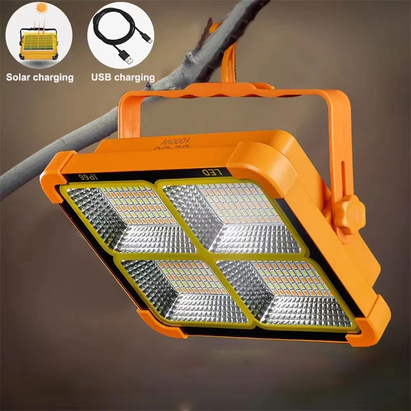 Nowy akumulatorowy reflektor słoneczny Zewnętrzny przenośny reflektor LED Reflektor Akumulatorowy reflektor projektora Lampa budowlana