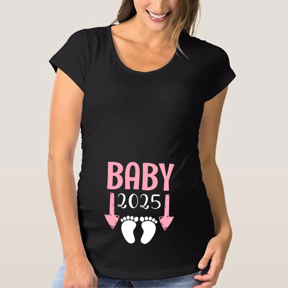 ベビーローディング 2025 プリントマタニティ Tシャツ妊婦服夏の Tシャツ妊娠発表シャツ新しいママ Tシャツトップス