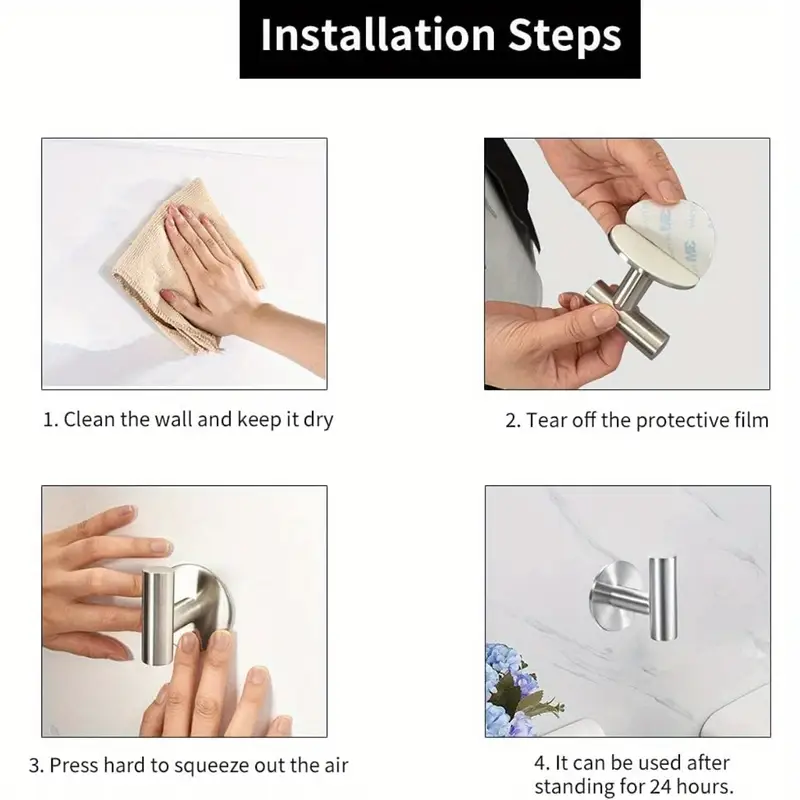 2/4 STUKS Zelfklevende Muurhaak Roestvrijstalen Gewaad Sticker Haken Handdoek Jas Sleutel Broek Hangers Badkamer Keuken Opslag Accessoires