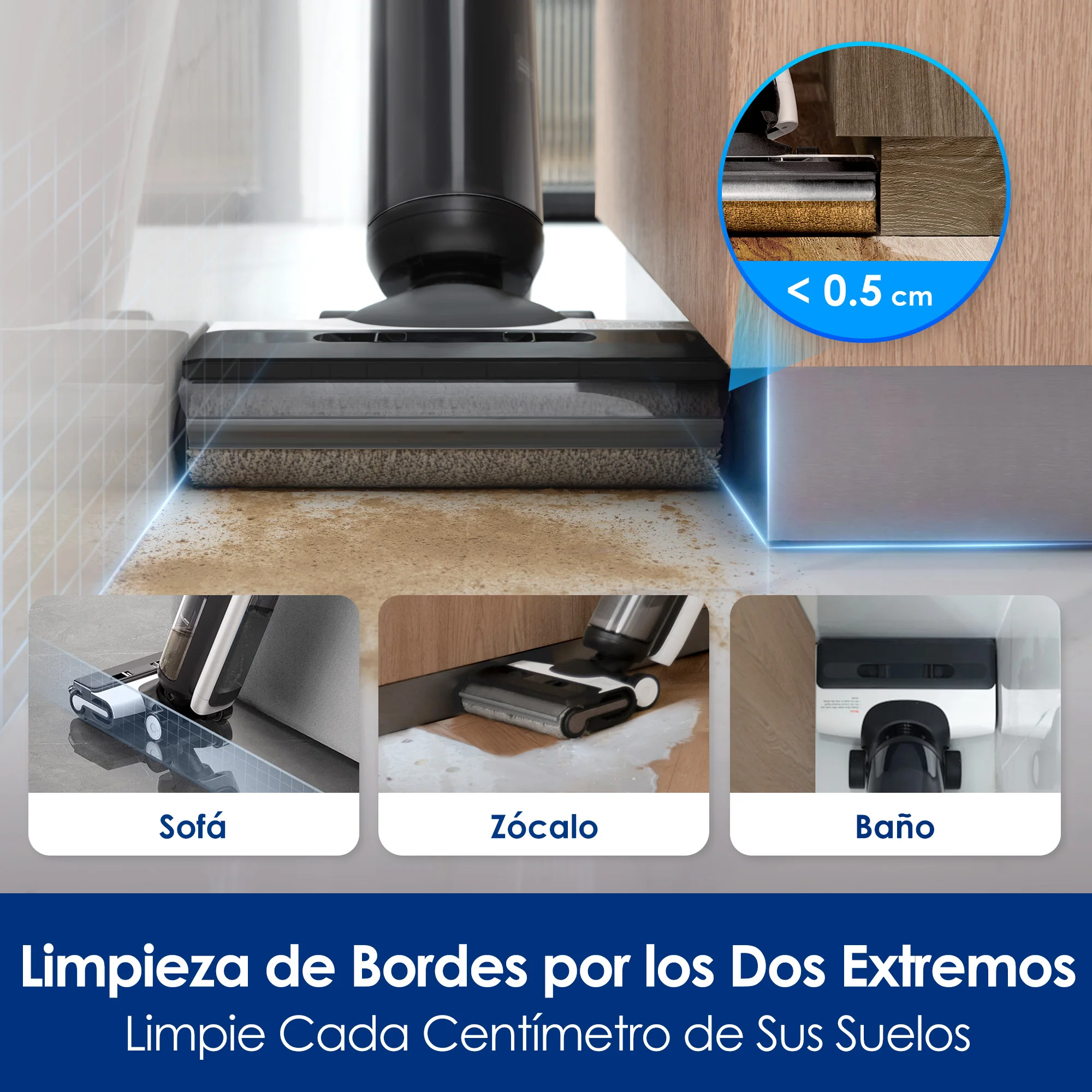 Tineco Floor One S6 – Lavadora de Pisos Inalámbrica Todo en Uno, Limpieza de Bordes de Doble Cara, Tiempo de Funcionamiento Largo, Ideal para Suciedad Pegajosa/Pelo de Mascotas, Autolimpieza