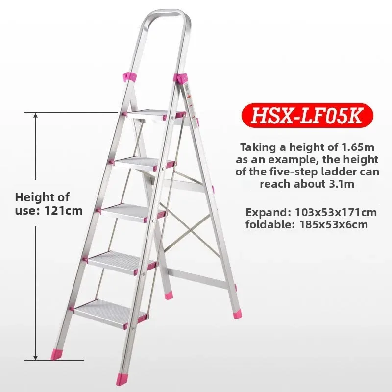 Aluminum Alloy Ladder, Household Folding Zigzag Ladder, Thickened Multifunctional Telescopic Ladder, Four or Five Step Project