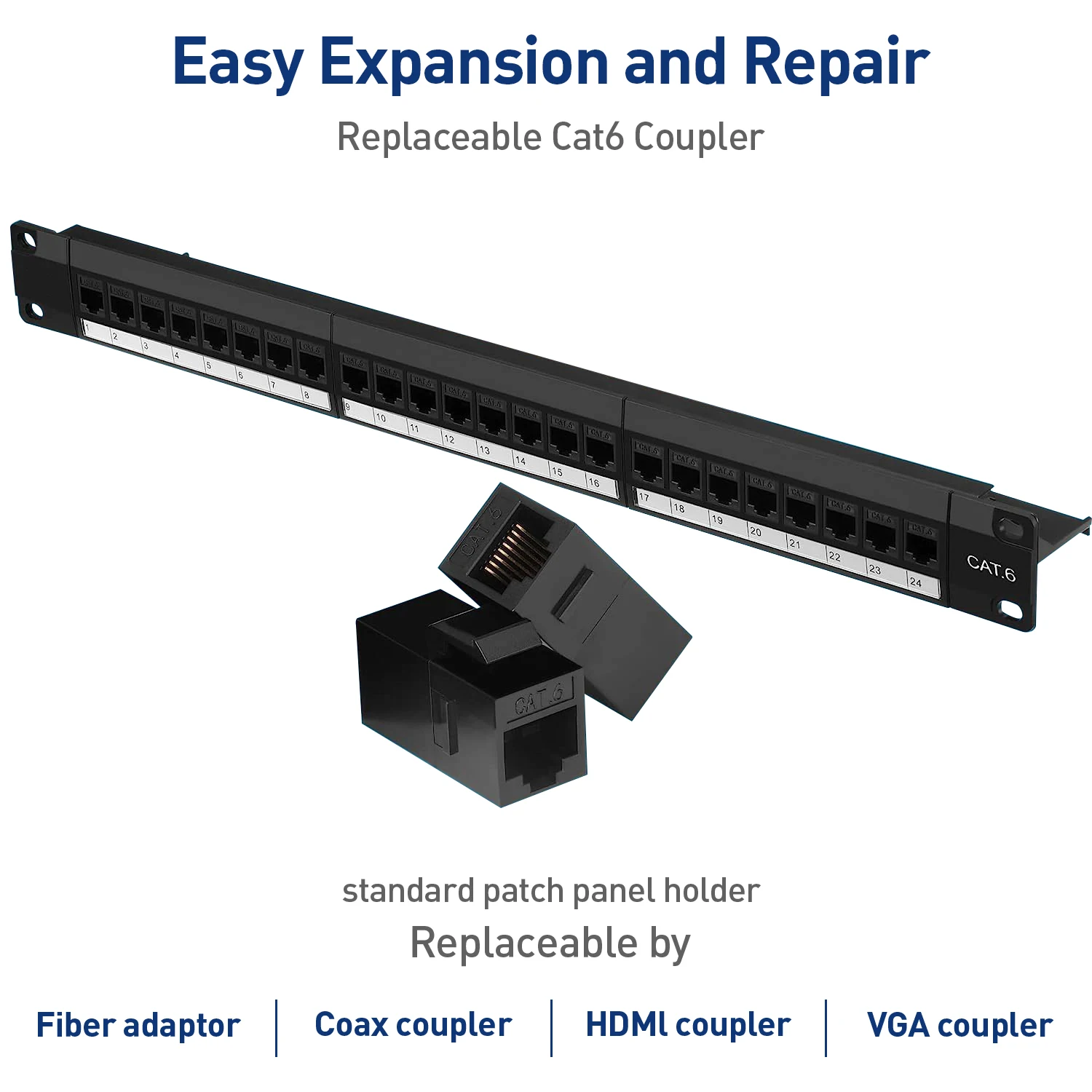 Патч-панель ZoeRax, 24 порта Cat6 Cat6a Cat7 с линейным Keystone 10G, патч-панель с соединителем RJ45, 19 дюймов со съемной задней панелью