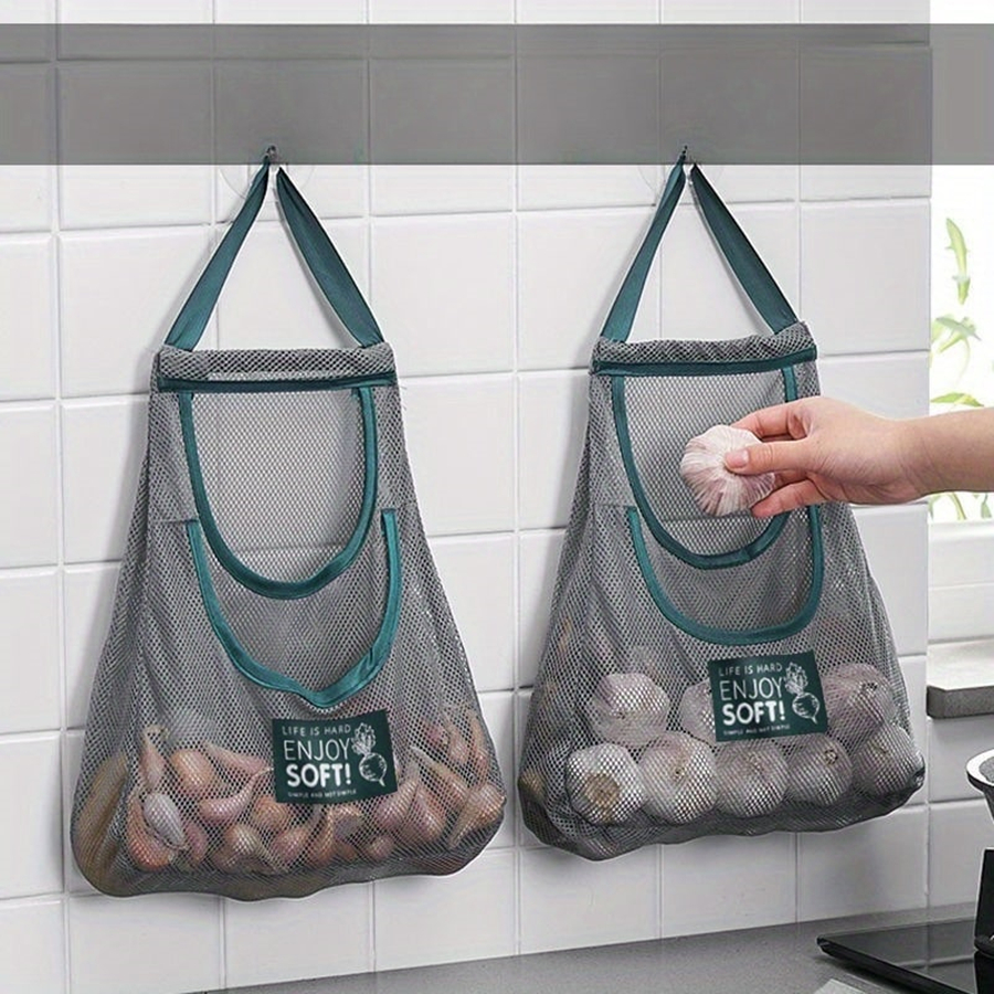 Large Capacity Portable Kitchen Storage Bag Household Vegetable Fruit Mesh Bag Wall Mounted Storage Room Organizer Hanging Bags