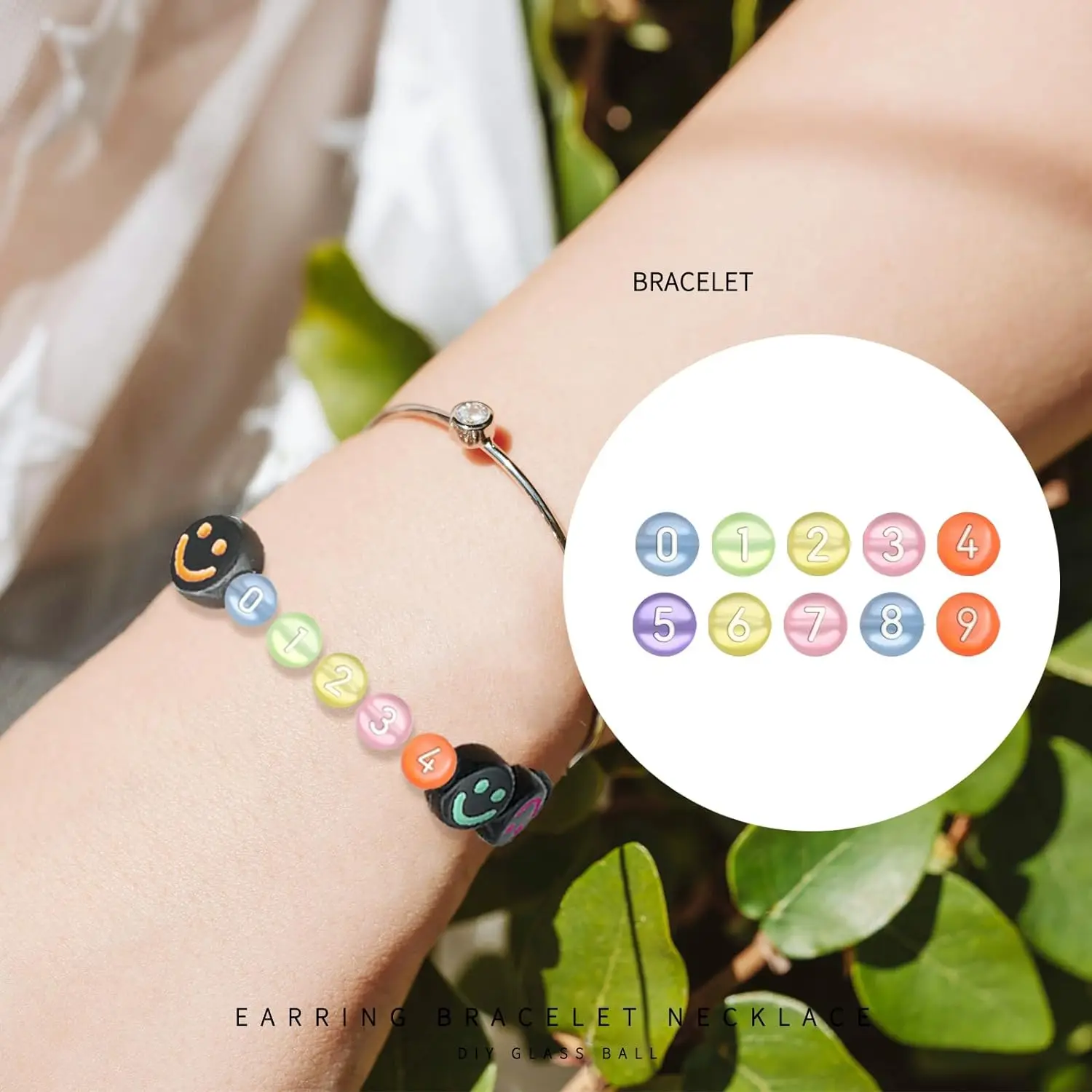 100-500 個アクリル番号ビーズラウンドフラットルーススペーサーデジタルビーズジュエリーメイキングのために diy ブレスレットネックレスアクセサリー