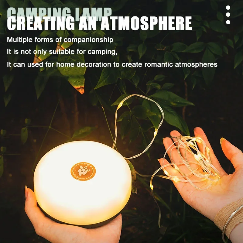 ไฟพลังงานแสงอาทิตย์กลางแจ้ง Camping Light 10 เมตร String Light เต็นท์กลางแจ้ง RGB บรรยากาศไฟฉาย LED พร้อมตะขอ ﻿
