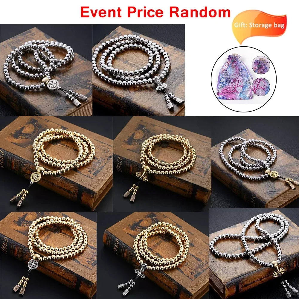 Cadena de acero táctica de 8MM, 118-128 Ps, cuentas de Buda, pulsera de mano de autodefensa, collar EDC, herramientas para exteriores, supervivencia de autoprotección