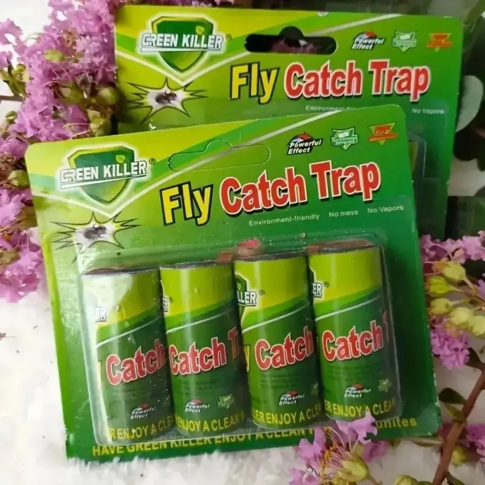4pcs 끈적 플라이 스트립 플라이 포수 쉬운 플라이 트랩 테이프 과일 플라이 트랩 홈 실내 야외 끈적 플라이 종이 끈적 플라이 리본