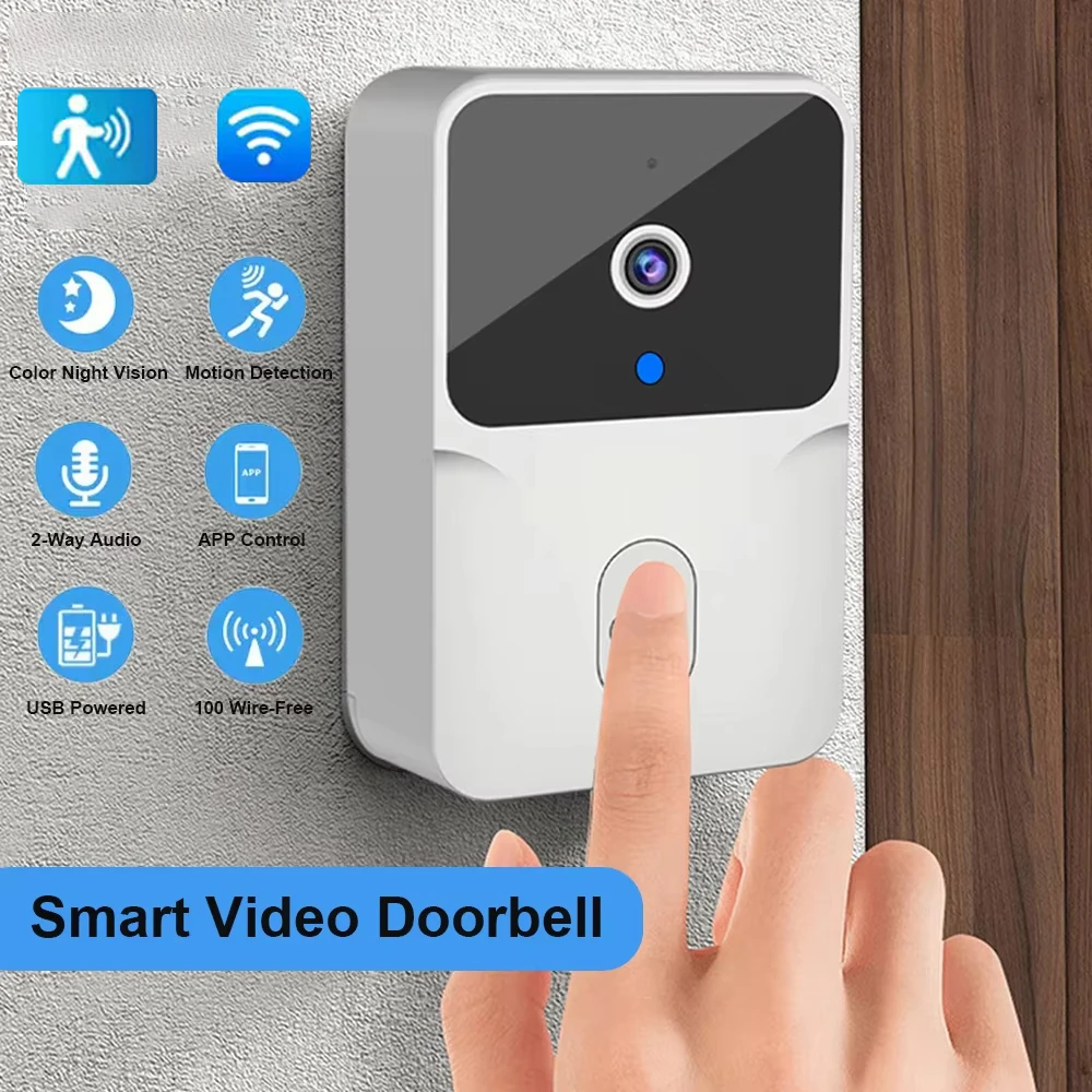 2026 campainha de vídeo inteligente sem fio, câmera de segurança doméstica wi-fi 2.4g, áudio bidirecional, visão noturna, bateria, monitoramento doméstico seguro