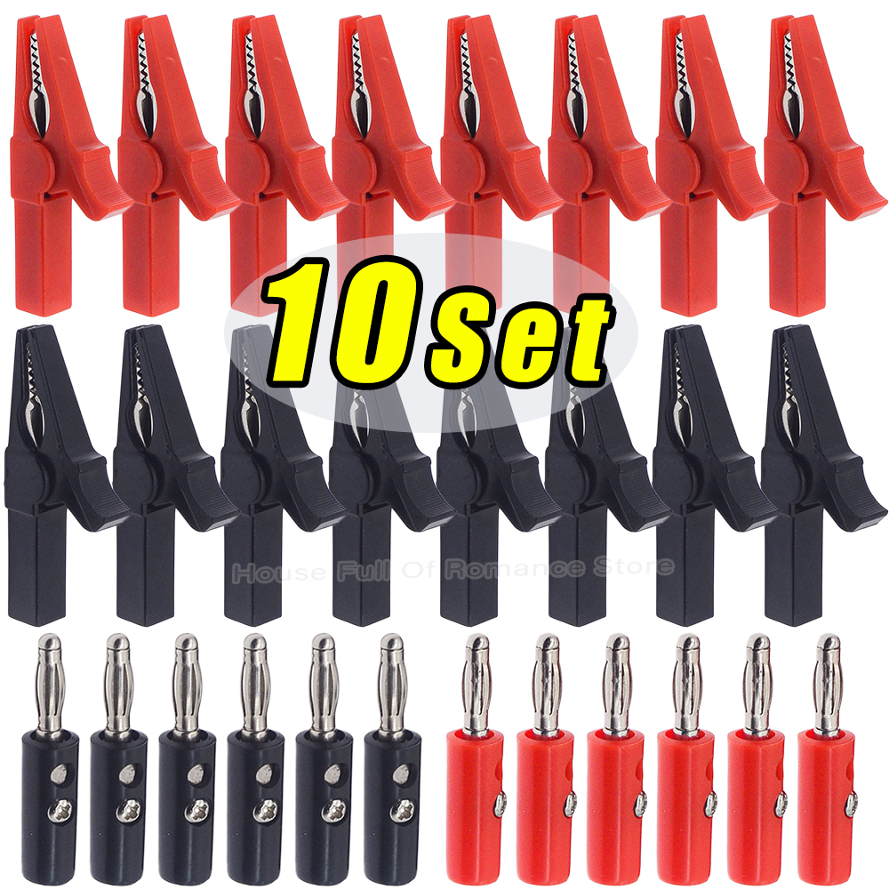 Зажим «крокодил» с набором вилок типа «банан» без сварки, полностью изолированный, безопасный, электрический тест, зажимы «крокодил», разъем для мультиметра