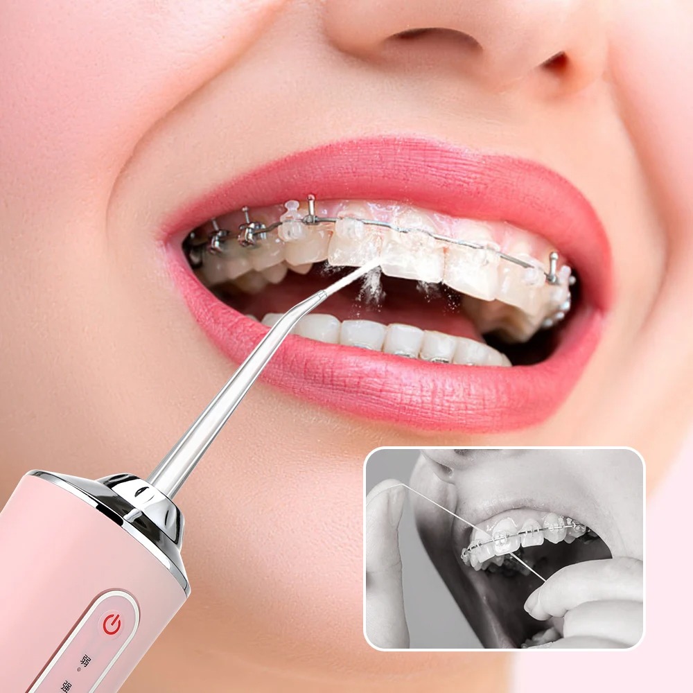 Irrigateur buccal intelligent, Jet d'eau dentaire Portable, outil de lavage de la bouche, 4 buses, 3 Modes pour le blanchiment des dents, nettoyage dentaire, santé