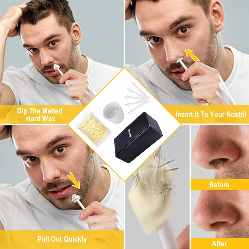 Kit de cire de nez indolore Portable pour hommes/femmes, ensemble de cire d'épilation du nez sans papier, Kit de cire de nettoyage de haricots