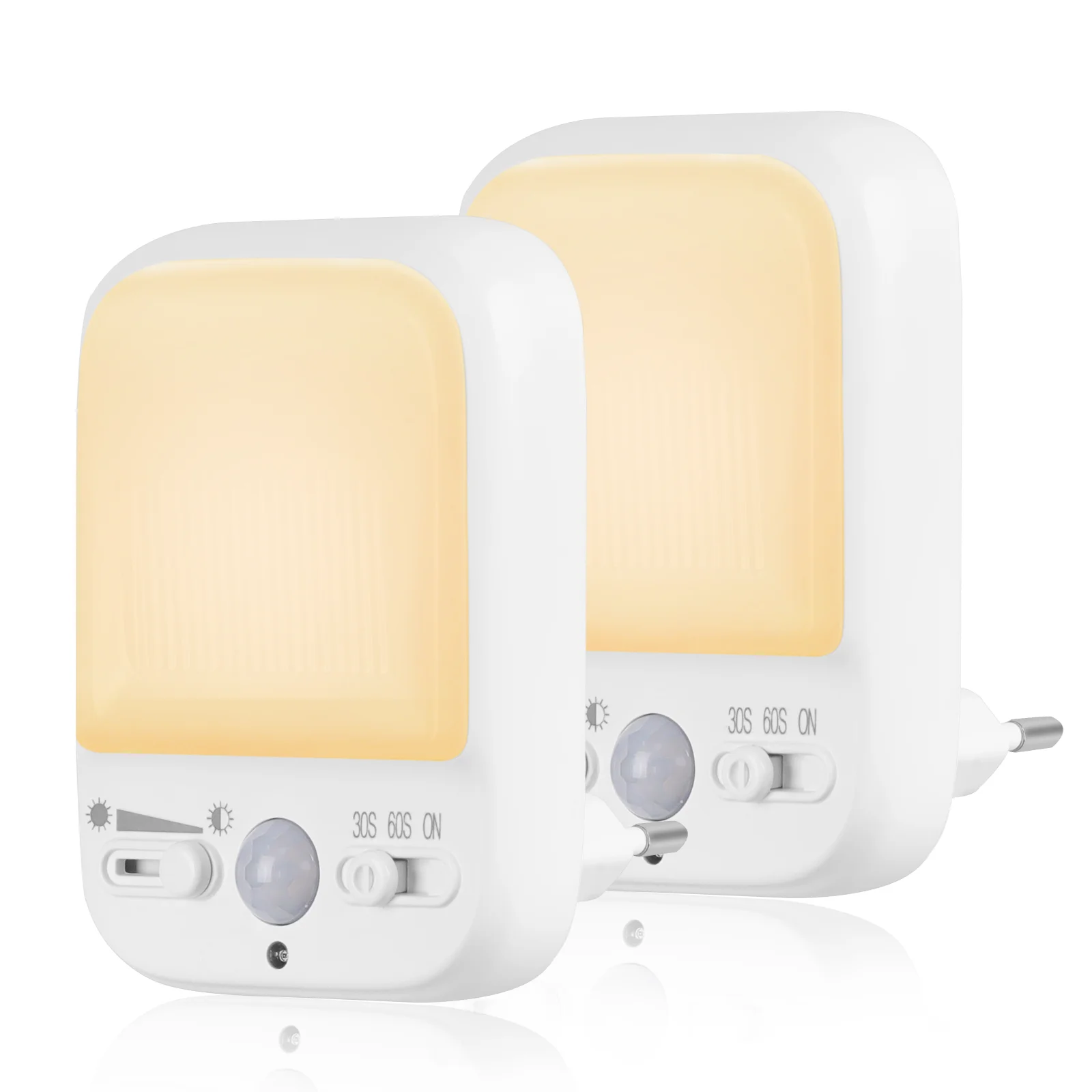 Enchufe de luz nocturna Luz nocturna regulable con sensor de movimiento interior, 30s/60s Luz nocturna LED de encendido/apagado automático Enchufe para niños