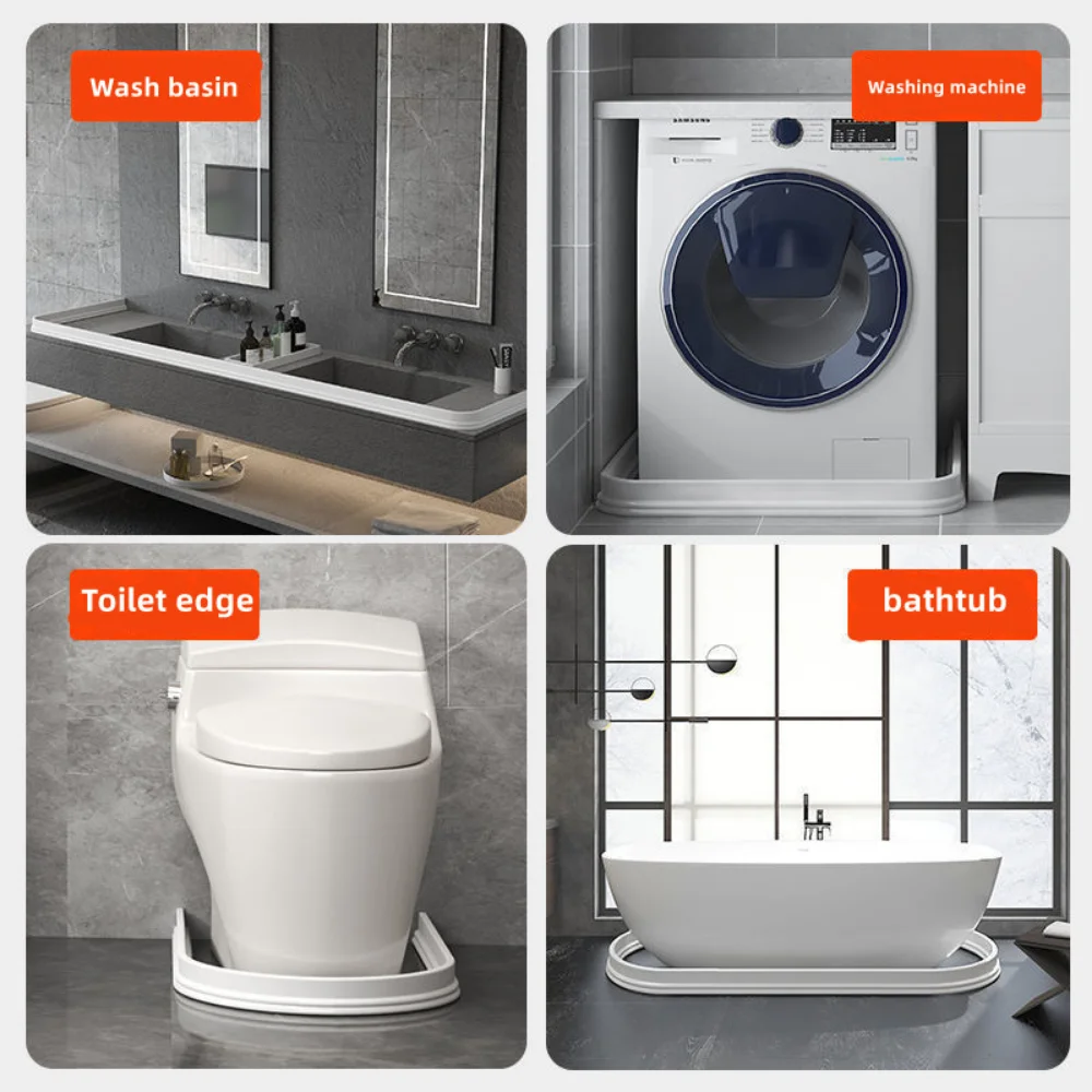 Tira de retención de agua flexible de silicona autoadhesiva, barrera de agua para ducha, accesorios de ducha de separación de baño