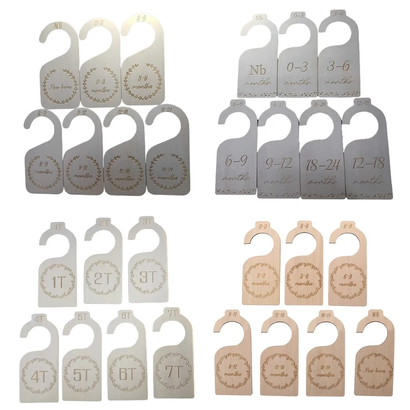 7ชิ้น/เซ็ตแรกเกิด24เดือนตู้เสื้อผ้าไม้เนอสเซอรี่จัดเก็บเสื้อผ้าทารกตู้เสื้อผ้า Divider ป้าย0-7ปี