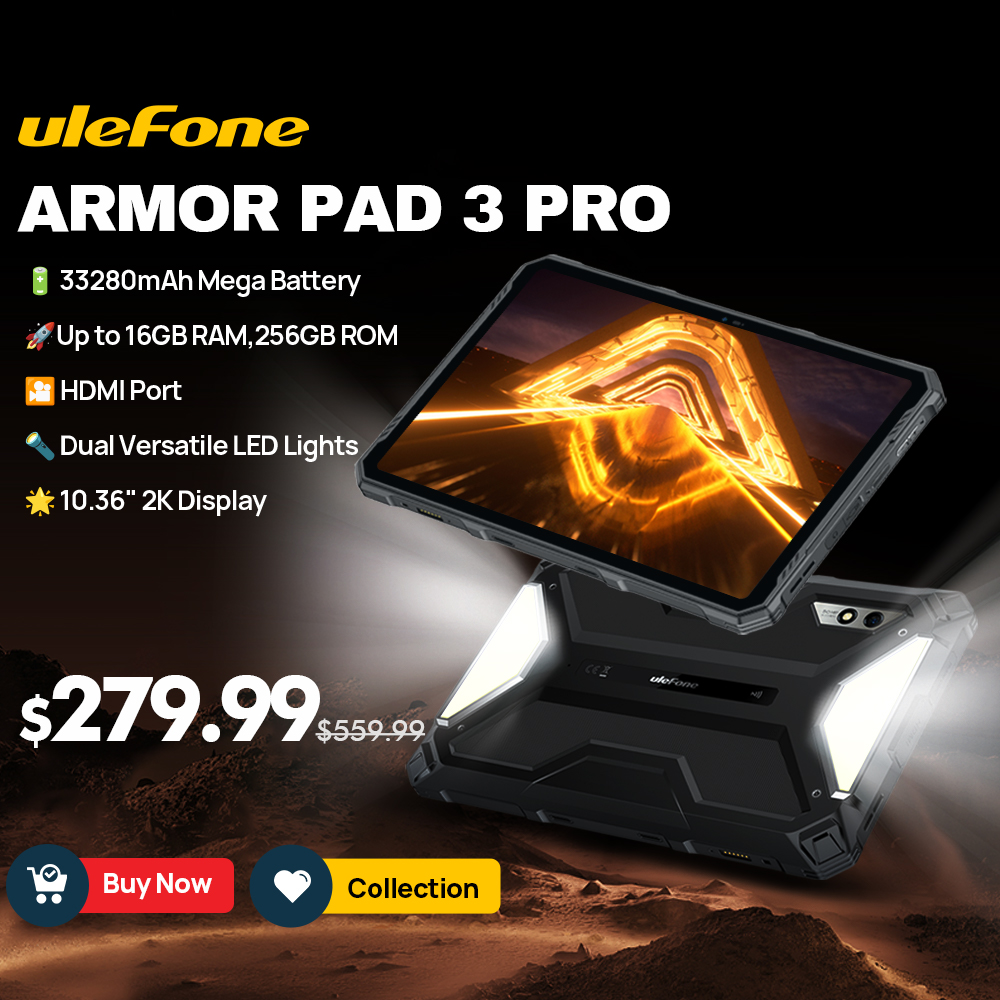 (Neu) ulefone Rüstungs pad 3 pro robustes Tablet 33280 mah media tek mt8788 16GB RAM(8 8) 256GB ROM 50MP 10.36 "2k Android