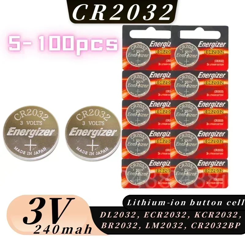 NEW 5-100pcs CR2032 cr 2032 DL2032 BR2032 5004LC Battery 3V Lithium Battery button cell for car key watch, toys, watch batteries