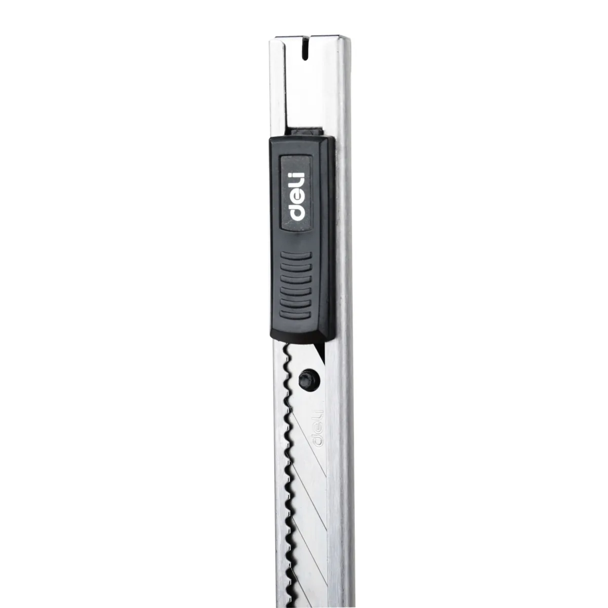 Deli Retractable Utility มีดสแตนเลส 30 องศาใบมีดเครื่องตัดกล่องกระดาษ Self-Locking ฟังก์ชั่นความปลอดภัยตัด Art เครื่องมืออุปกรณ์