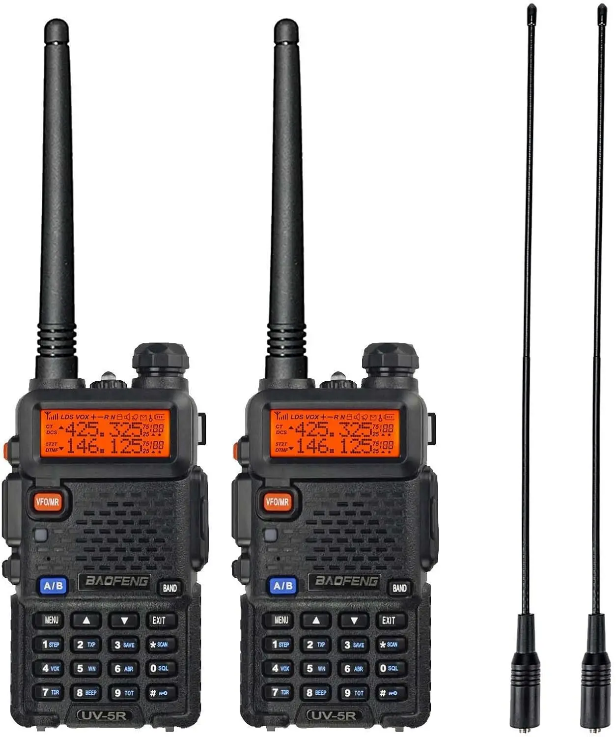 2PCS Baofeng UV-5R Radio 5W 1800mAh Batterie Mit 771 Antenne UV5R Walkie Talkie FM VHF UHF Ham radio Mit Kopfhörer