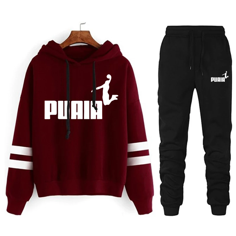 Chándal informal para mujer, traje deportivo holgado y cómodo, Sudadera con capucha a rayas para uso diario, conjunto de dos piezas a juego, 2024