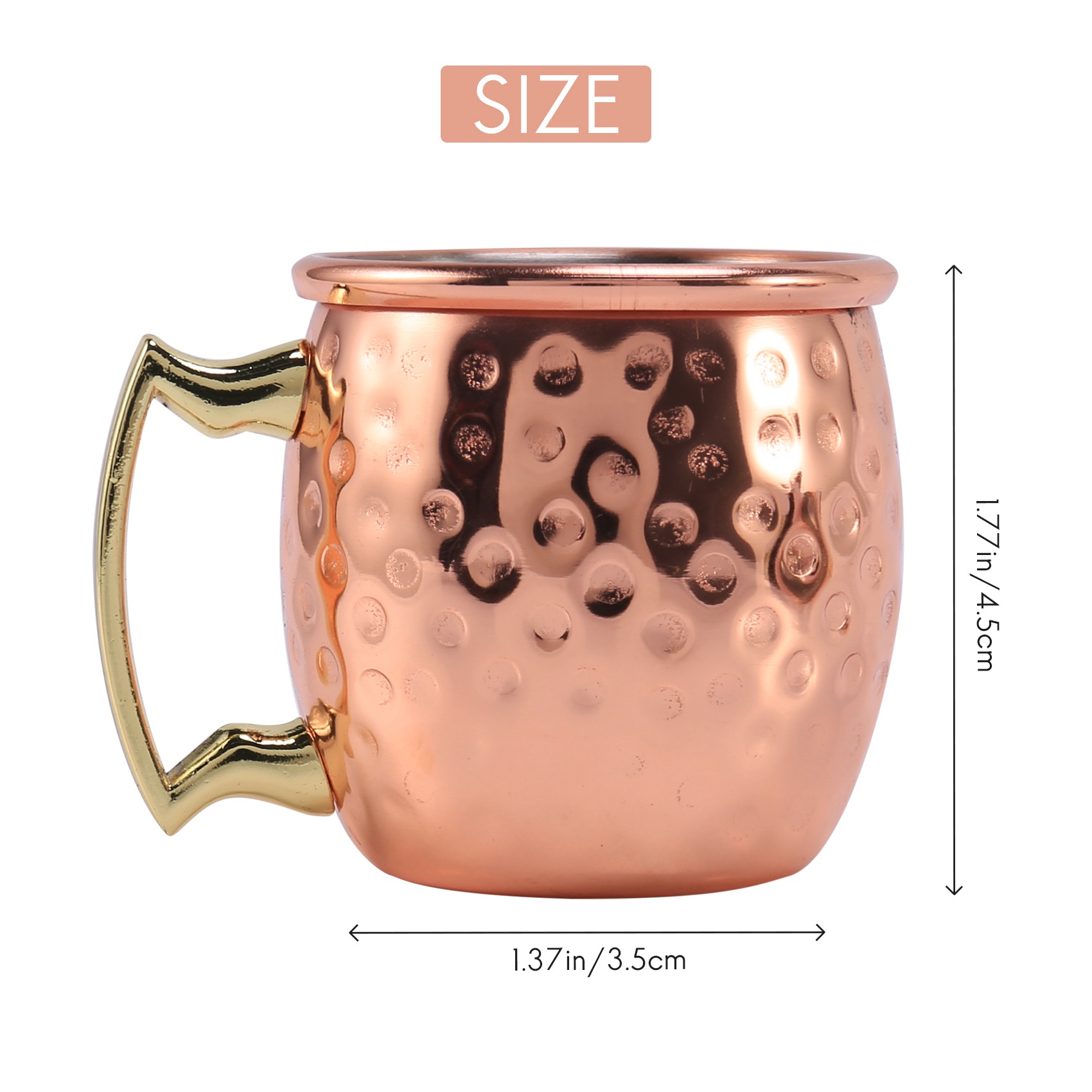 Mini taza de mula de Moscú de acero inoxidable de 2 onzas, Mini tazas de Espresso, taza chapada en cobre, tazas de chupito, Juego de 4