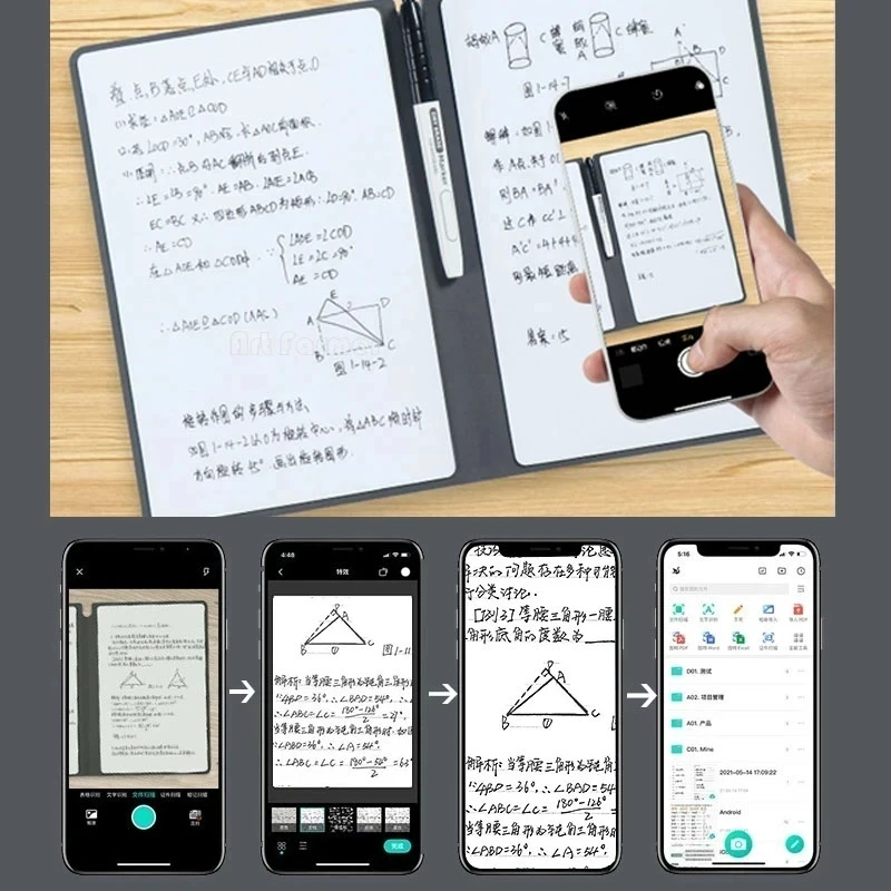 A5 재사용 가능한 화이트 보드 노트 메모장 무료 화이트 보드 펜 지우기 천 주간 플래너 휴대용 노트북