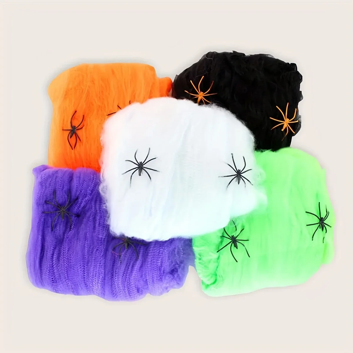 Halloween Spider Net Decor Cotton Simulation Colorful Spider Web Props Secret Room Ghost House Home Decorations Wall Table Decor