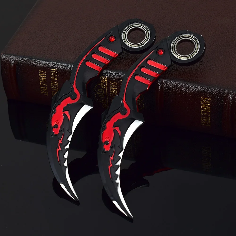 16 ซม.มังกร Karambit Rotatable Alloy CRAFT รุ่น Dark Moon Double Thorns Claw มีด Golden Dragon อาวุธการฝึกอบรมมีดของเล่นเด็ก