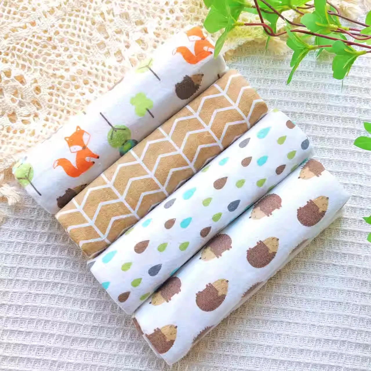 4 ชิ้น/แพ็คใหม่สีผ้าฝ้ายผ้าอ้อมเด็ก Swaddles Wrap รับผ้าปูที่นอนพิมพ์ผ้าห่มสําหรับเด็กทารก 76*76 ซม.