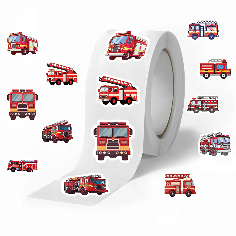 500PCS Feuerwehrauto Rollenaufkleber Graffiti Cartoon Kunst Geschenk Scrapbooking Wohnzimmer Telefon Gemeinschaft Skateboard Nostalgie Aufkleber