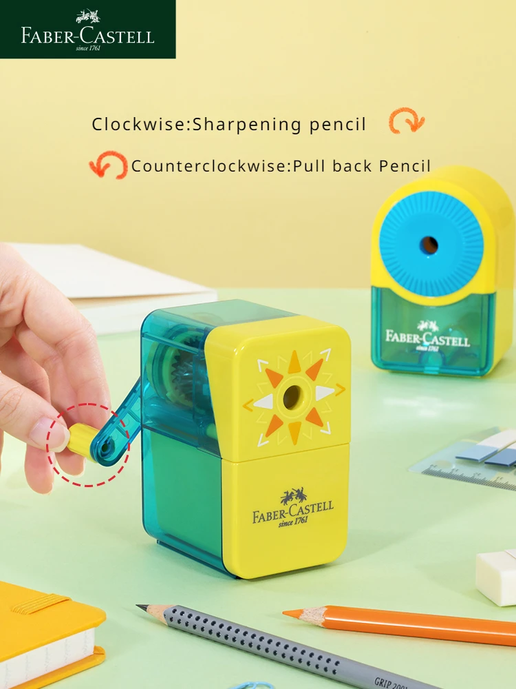 FABER CASTELL Manual Hand Crank ดินสอ Sharpener Sharpen 8 มม.เส้นผ่านศูนย์กลาง Candy สีสําหรับเด็ก,ศิลปิน,นักเรียนสํานักงานเครื่องเขียน