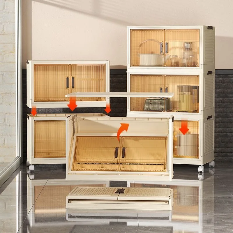 Large Volume Multifunction Folding Living Room Cabinet Closet Organizer With Wheel Stackable Sundries Large Capacity Storage Box